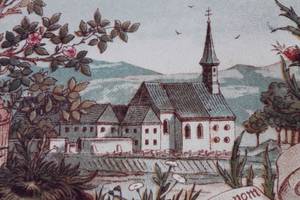 Ansicht einer Zeichnung von der Kapelle auf dem Lindenberg